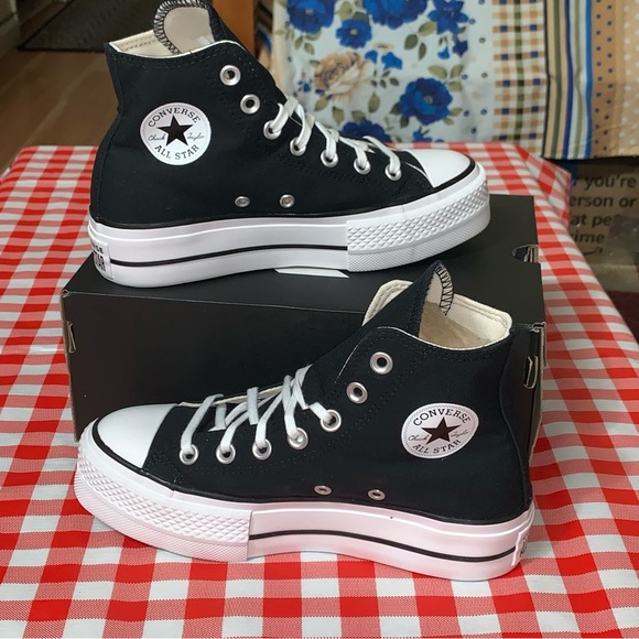 Women CONVERSE Chuck Taylor All Star  CTAS LIFT HI BLACK WHITE 560845F Size 6 - Picture 2 of 16